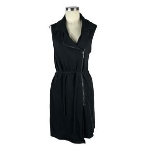 NESH Black Lagenlook Vest Top Asymmetric Zip Belted Women's Medium‎